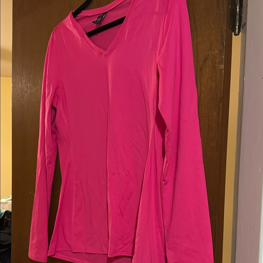 Under Armour Bright Pink Long Sleeve V-Neck Top